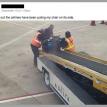 Power wheelchair moves toward commercial airline baggage handlers